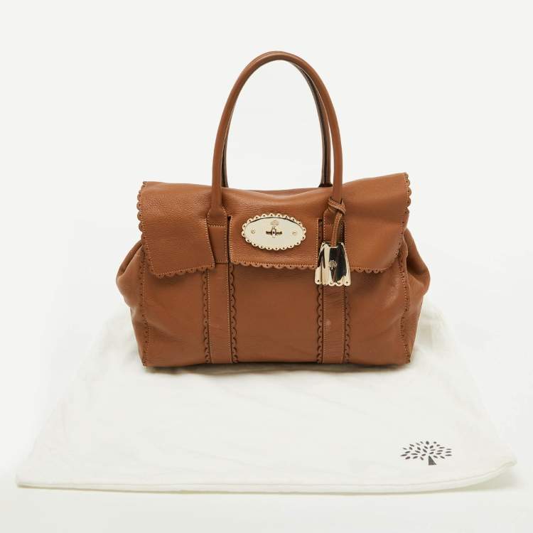 Pre Owned Mulberry Brown Scalloped Leather Bayswater Satchel