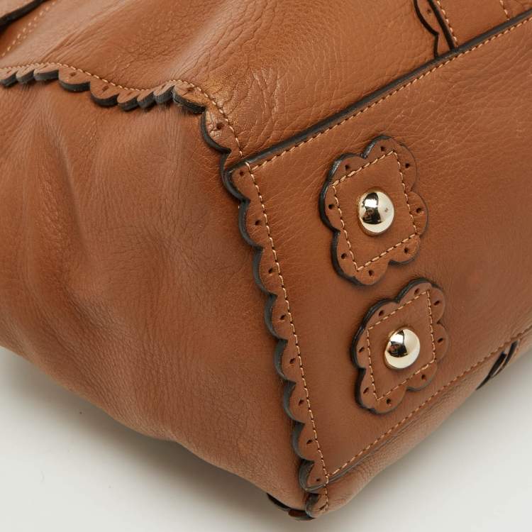 Pre Owned Mulberry Brown Scalloped Leather Bayswater Satchel