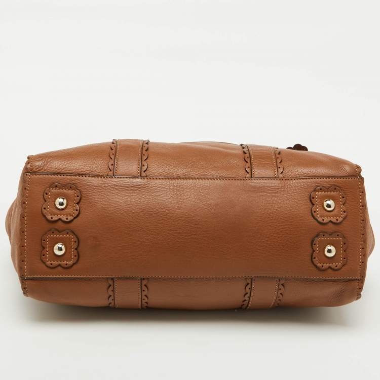 Pre Owned Mulberry Brown Scalloped Leather Bayswater Satchel