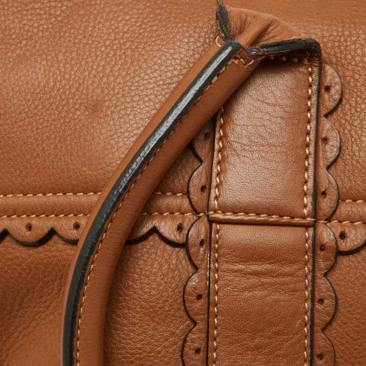 Pre Owned Mulberry Brown Scalloped Leather Bayswater Satchel