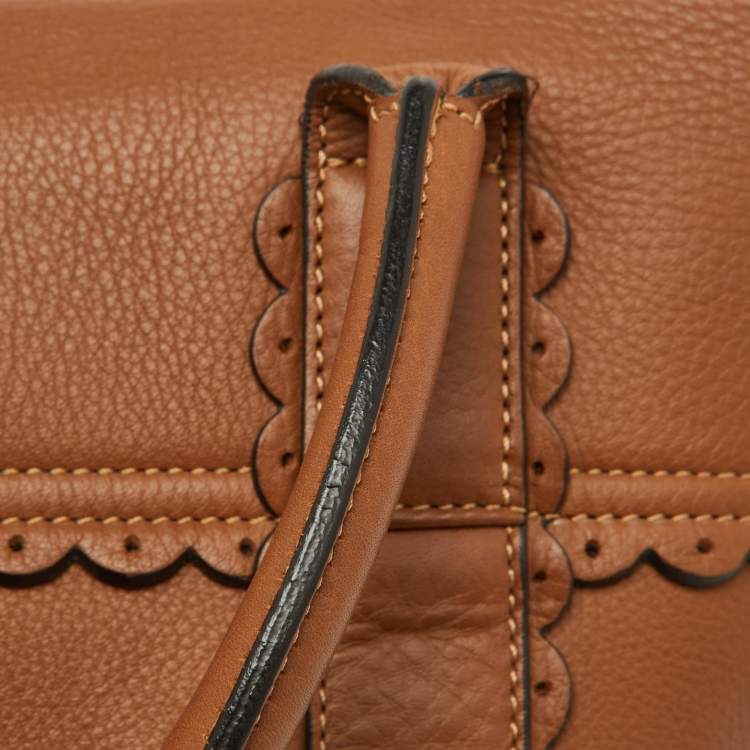 Pre Owned Mulberry Brown Scalloped Leather Bayswater Satchel