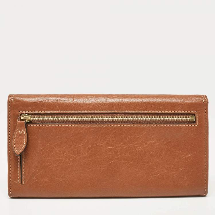Pre Owned Mulberry Brown Leather Flap Continental Wallet