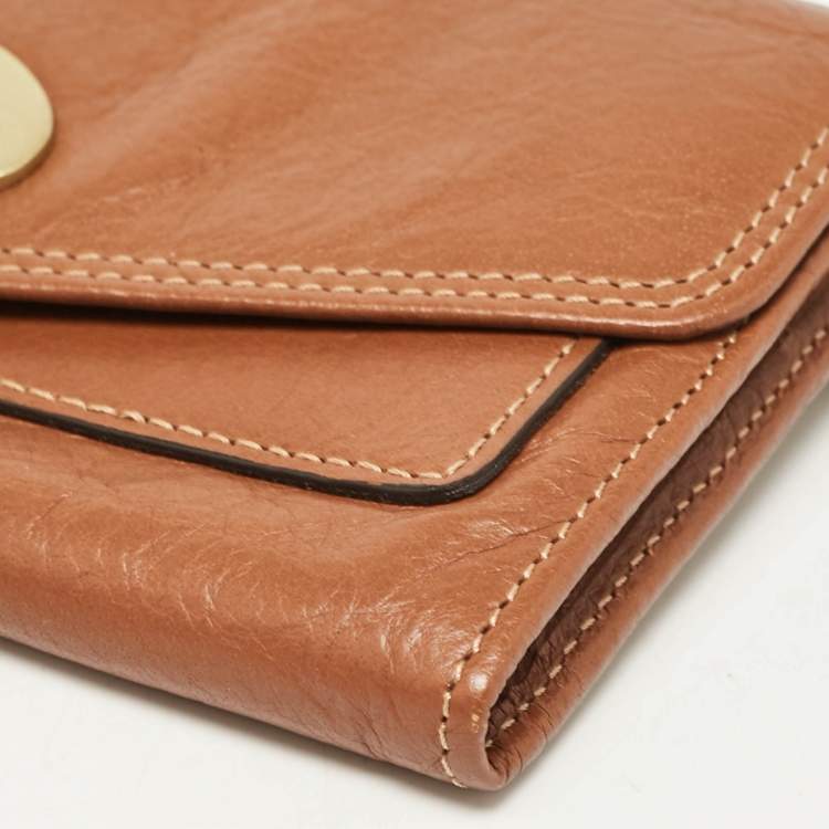 Pre Owned Mulberry Brown Leather Flap Continental Wallet