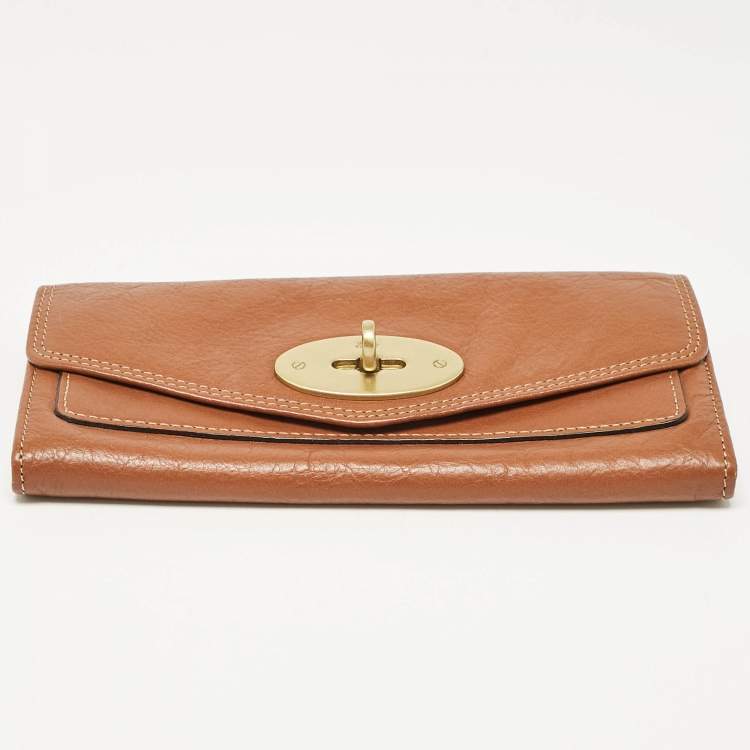 Pre Owned Mulberry Brown Leather Flap Continental Wallet