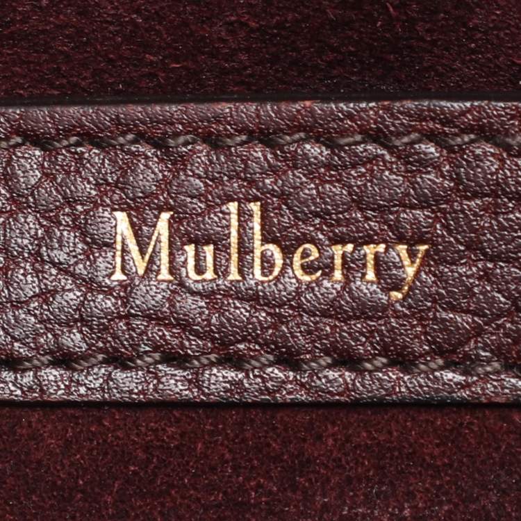 Pre Owned Mulberry Burgundy Leather Small Zipped Bayswater Tote