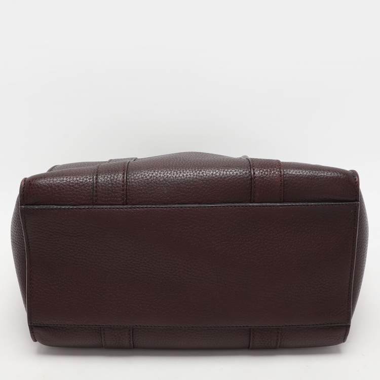 Pre Owned Mulberry Burgundy Leather Small Zipped Bayswater Tote