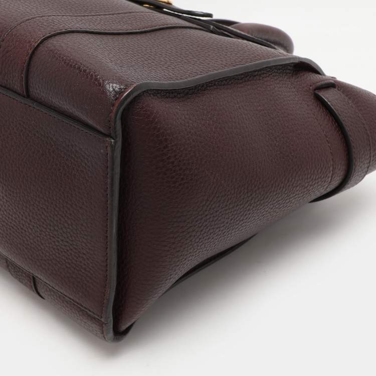 Pre Owned Mulberry Burgundy Leather Small Zipped Bayswater Tote