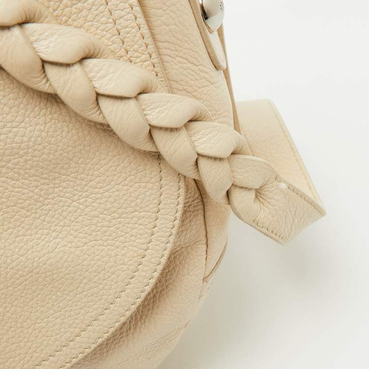 Pre Owned Mulberry Off White Leather Daria Logo Flap Shoulder Bag