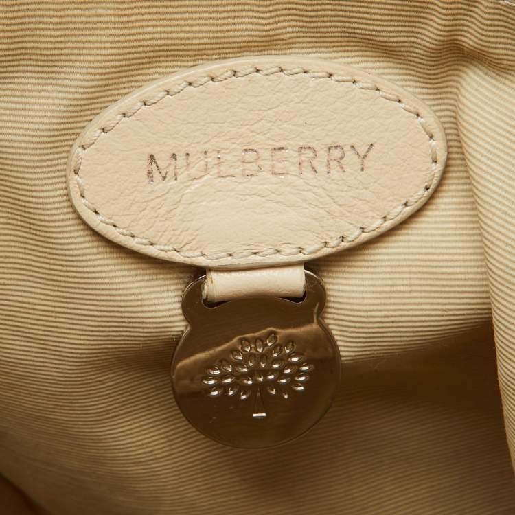 Pre Owned Mulberry Off White Leather Daria Logo Flap Shoulder Bag