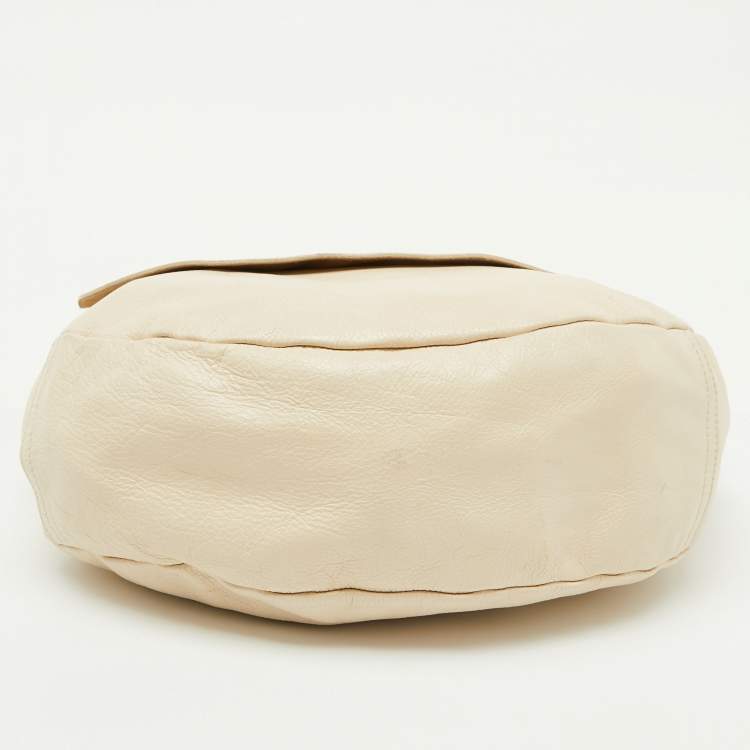 Pre Owned Mulberry Off White Leather Daria Logo Flap Shoulder Bag