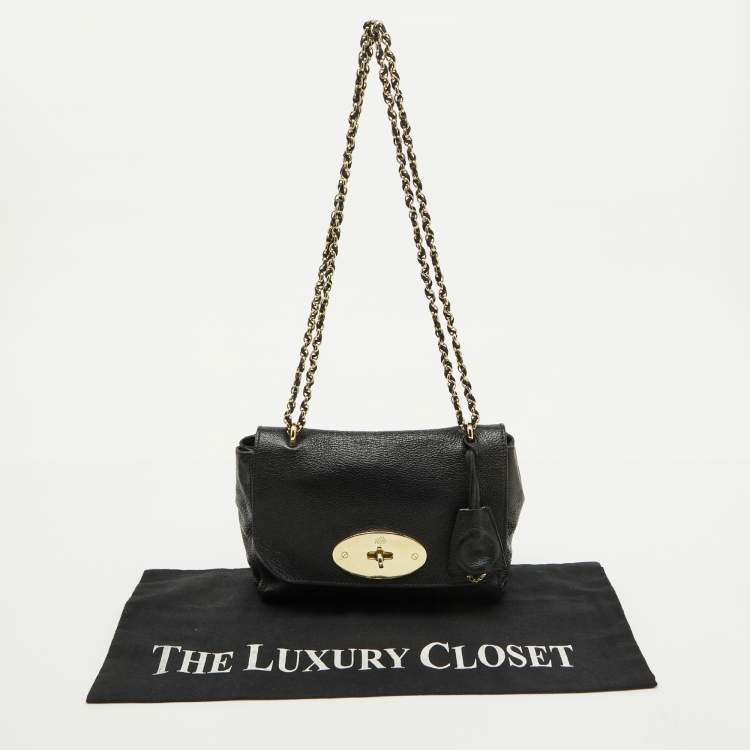 Pre Owned Mulberry Black Leather Small Lily Flap Shoulder Bag
