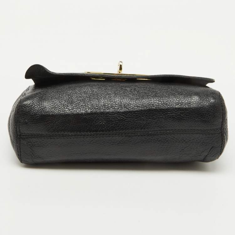 Pre Owned Mulberry Black Leather Small Lily Flap Shoulder Bag
