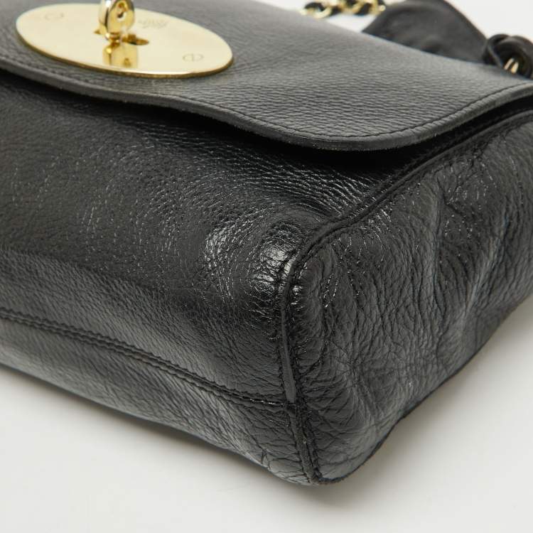 Pre Owned Mulberry Black Leather Small Lily Flap Shoulder Bag