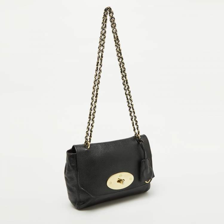 Pre Owned Mulberry Black Leather Small Lily Flap Shoulder Bag