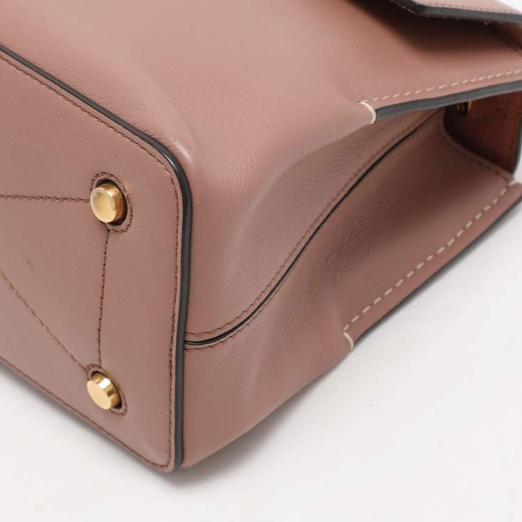 Pre Owned Mulberry Nude Pink Leather Mini Seaton Top Handle Bag