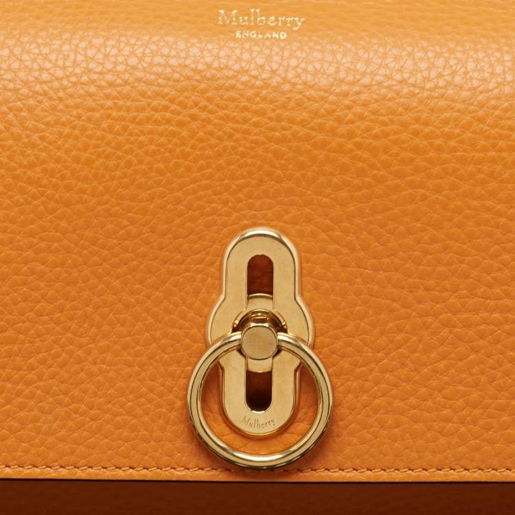Pre Owned Mulberry Orange Leather Amberley Clutch