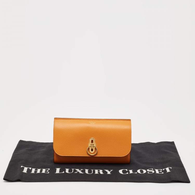 Pre Owned Mulberry Orange Leather Amberley Clutch