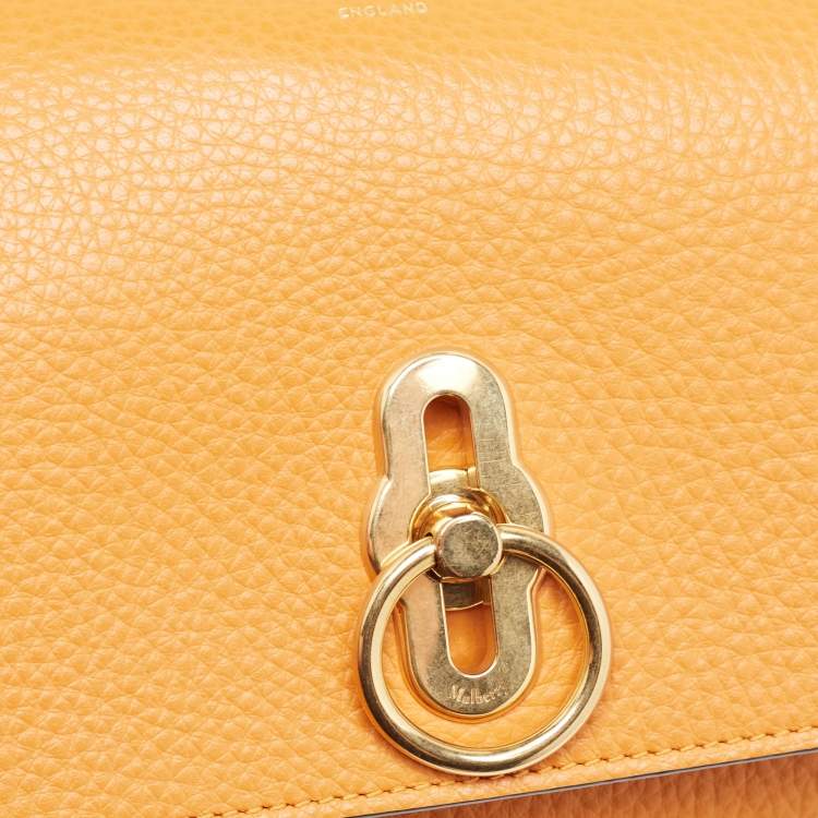 Pre Owned Mulberry Orange Leather Amberley Clutch