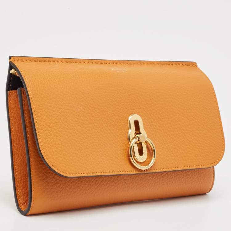 Pre Owned Mulberry Orange Leather Amberley Clutch