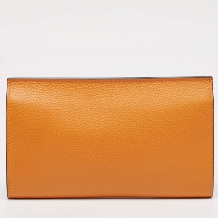Pre Owned Mulberry Orange Leather Amberley Clutch