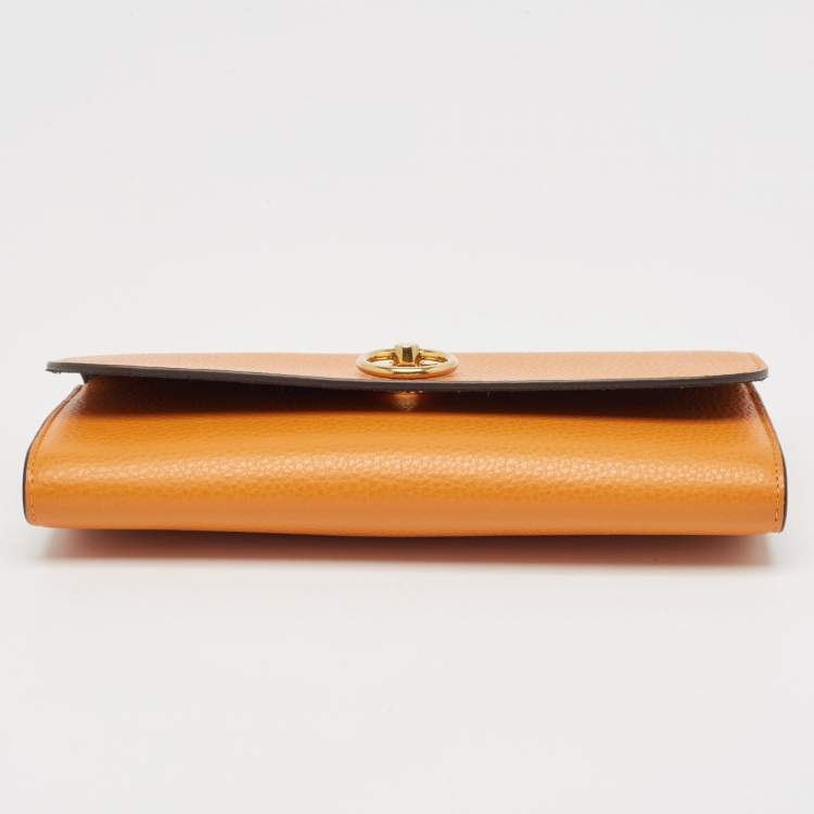 Pre Owned Mulberry Orange Leather Amberley Clutch