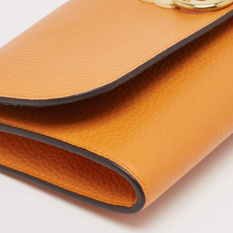 Pre Owned Mulberry Orange Leather Amberley Clutch