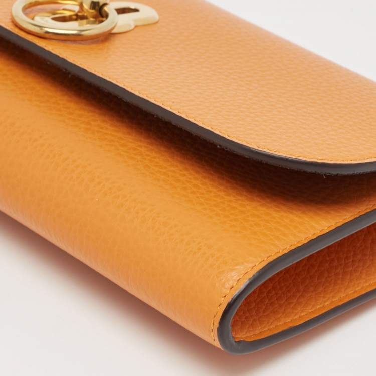 Pre Owned Mulberry Orange Leather Amberley Clutch
