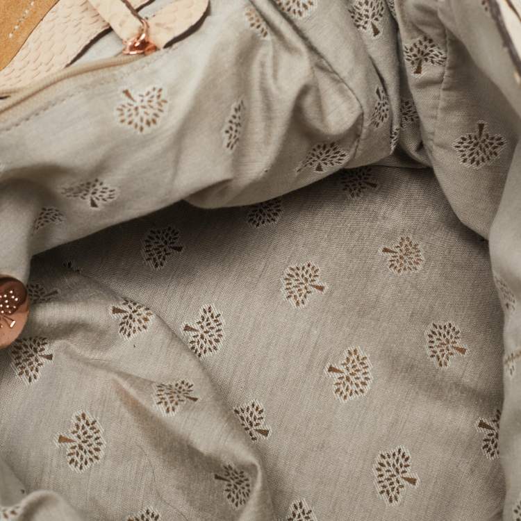 Pre Owned Mulberry Beige Python Embossed Leather Oversized Alexa Satchel
