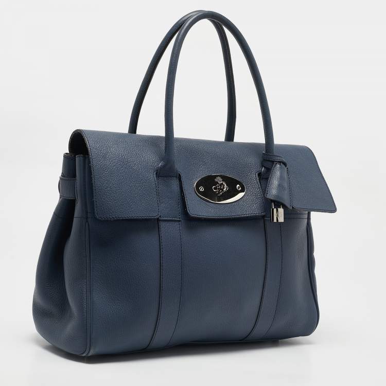Pre Owned Mulberry Blue Leather Bayswater Satchel