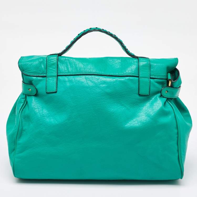 Pre Owned Mulberry Green Leather Alexa Flap Top Handle Bag