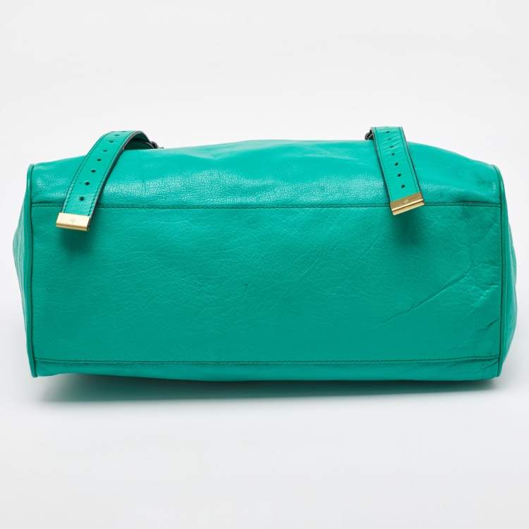 Pre Owned Mulberry Green Leather Alexa Flap Top Handle Bag
