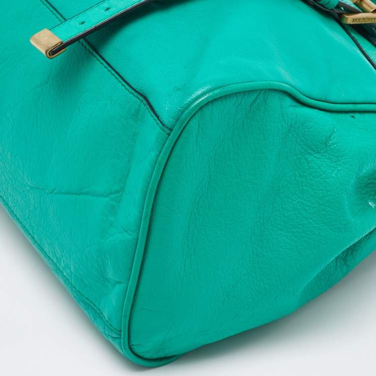 Pre Owned Mulberry Green Leather Alexa Flap Top Handle Bag