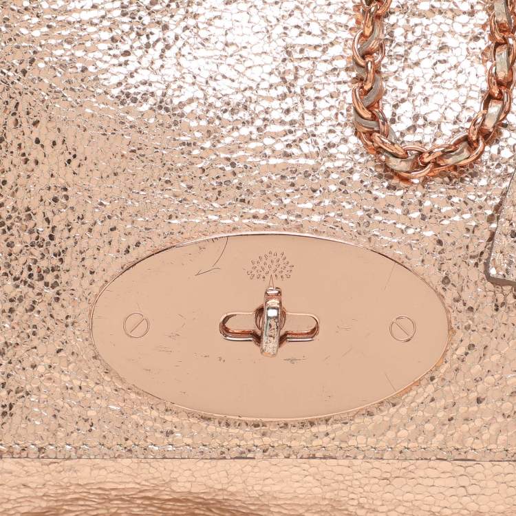 Pre Owned Mulberry Rose Gold Leather Small Lily Shoulder Bag