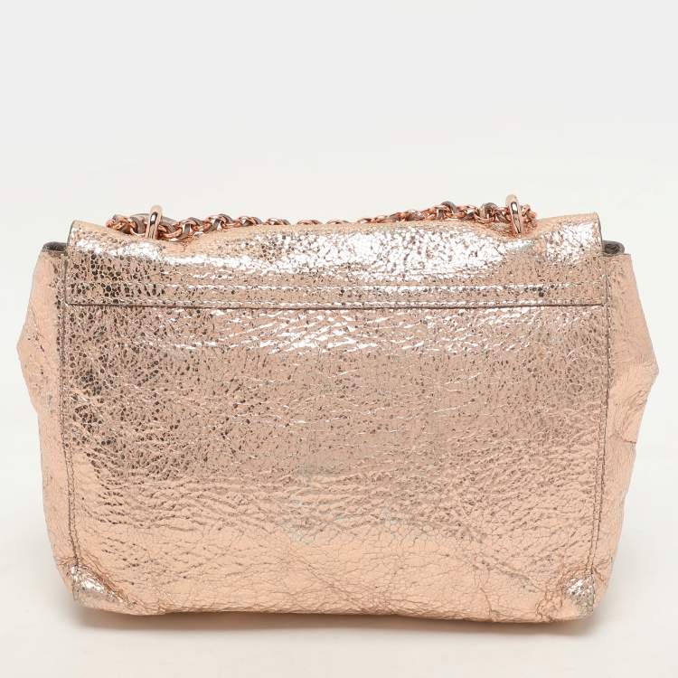 Pre Owned Mulberry Rose Gold Leather Small Lily Shoulder Bag