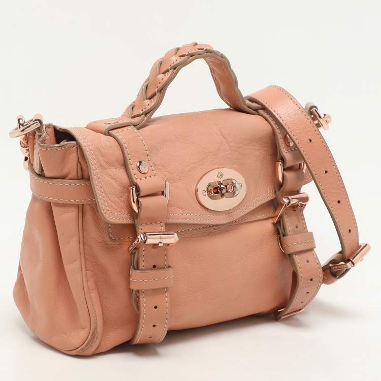 Pre Owned Mulberry Peach Leather Mini Alexa Crossbody Bag