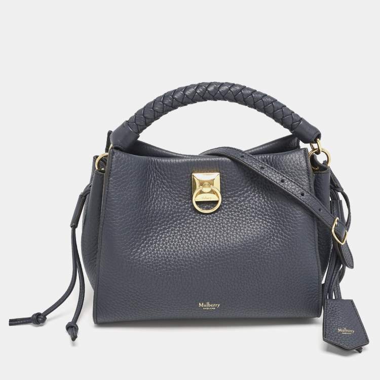 Pre Owned Mulberry Navy Blue Leather Small Iris Top Handle Bag