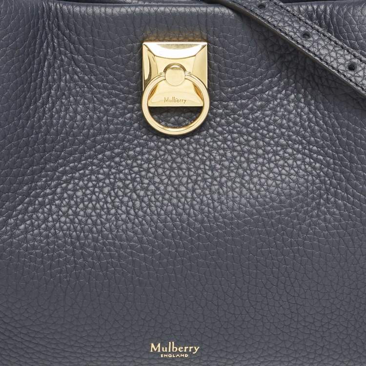 Pre Owned Mulberry Navy Blue Leather Small Iris Top Handle Bag