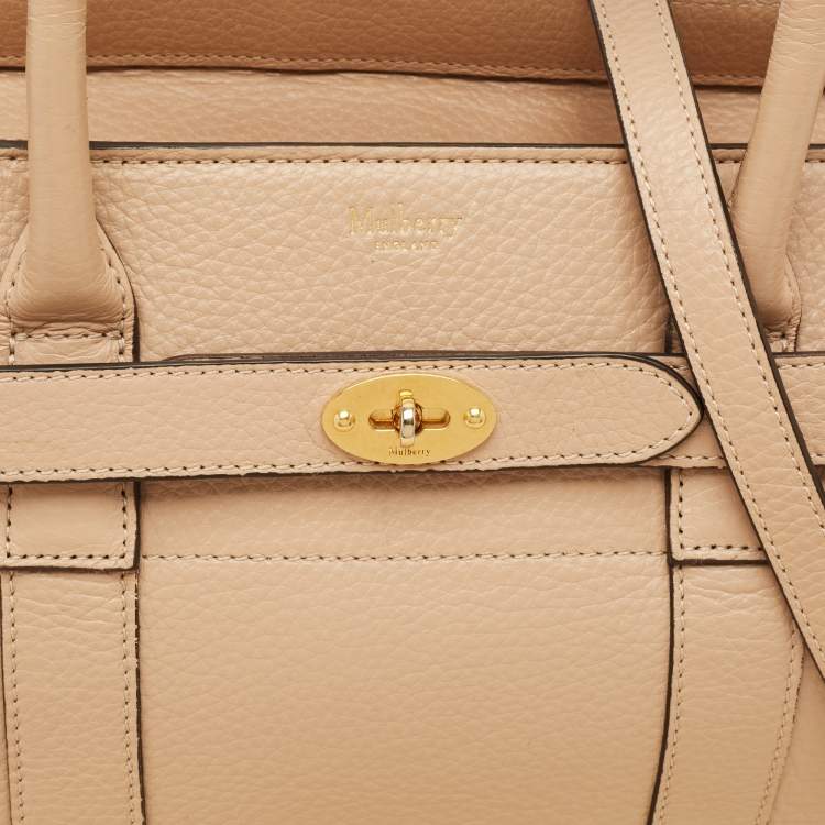 Pre Owned Mulberry Beige Leather Small Zipped Bayswater Tote