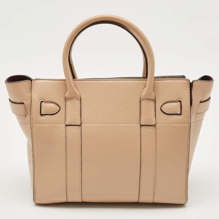 Pre Owned Mulberry Beige Leather Small Zipped Bayswater Tote
