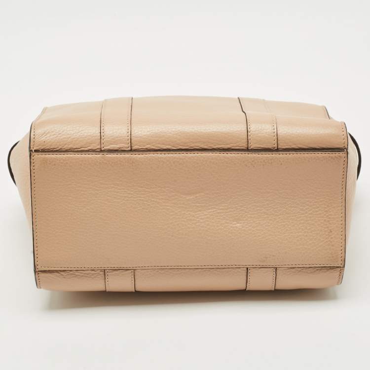 Pre Owned Mulberry Beige Leather Small Zipped Bayswater Tote