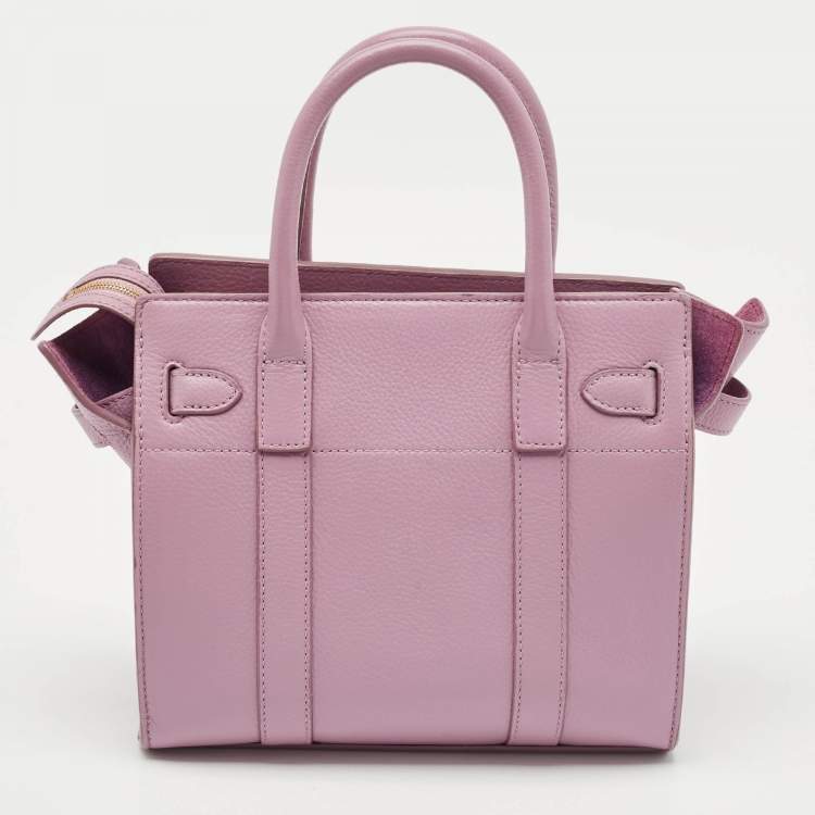 Pre Owned Mulberry Lavender Leather Mini Zipped Bayswater Tote