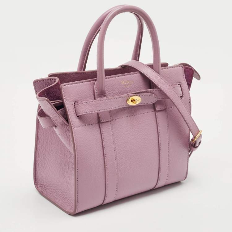 Pre Owned Mulberry Lavender Leather Mini Zipped Bayswater Tote