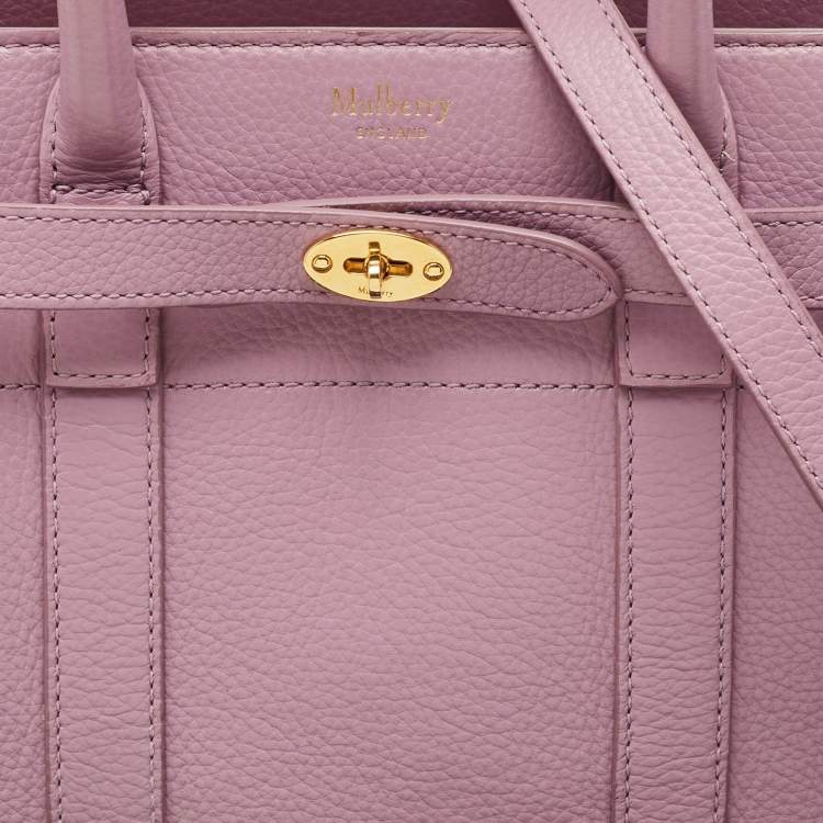 Pre Owned Mulberry Lavender Leather Mini Zipped Bayswater Tote