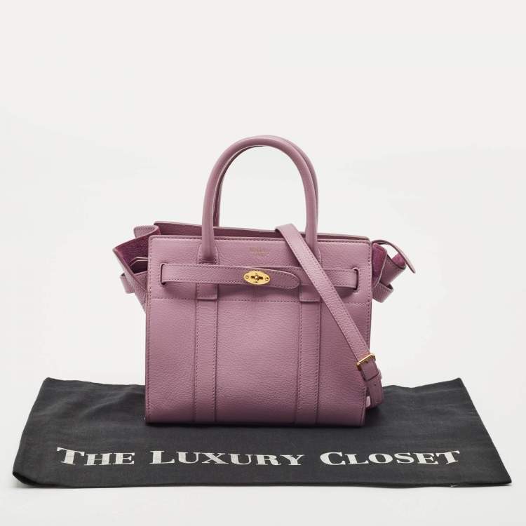Pre Owned Mulberry Lavender Leather Mini Zipped Bayswater Tote