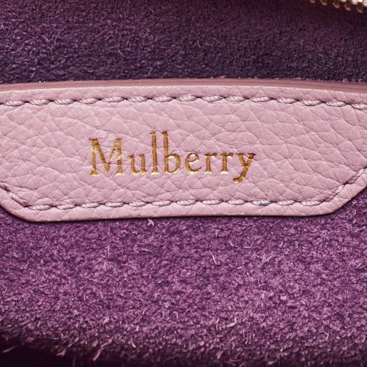 Pre Owned Mulberry Lavender Leather Mini Zipped Bayswater Tote