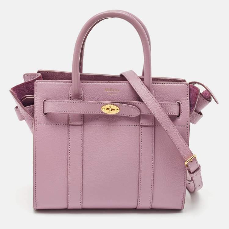 Pre Owned Mulberry Lavender Leather Mini Zipped Bayswater Tote