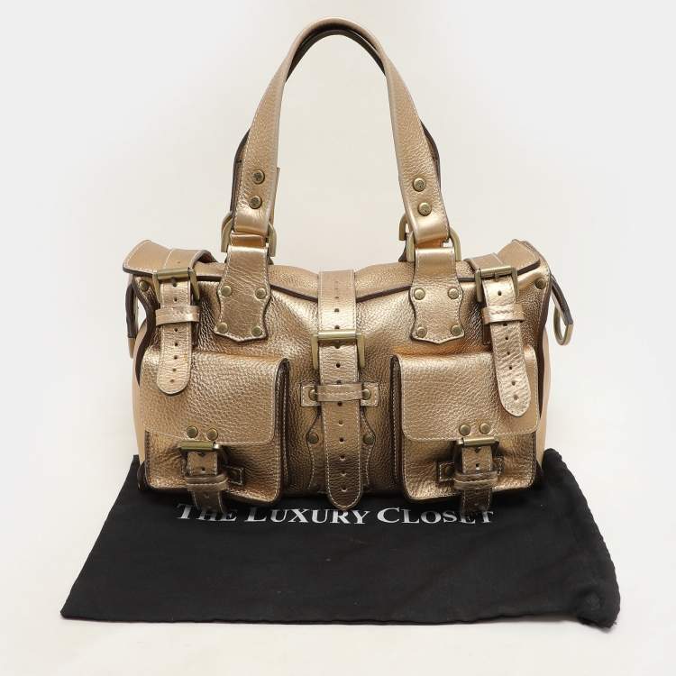 Pre Owned Mulberry Gold Leather Roxanne Satchel