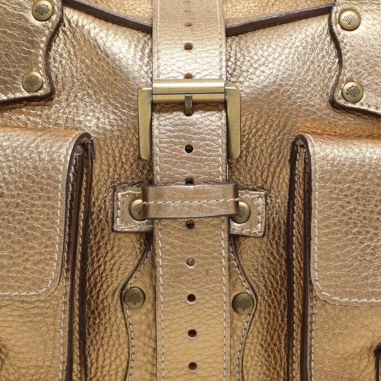 Pre Owned Mulberry Gold Leather Roxanne Satchel