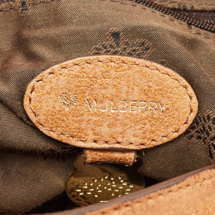 Pre Owned Mulberry Brown Textured Leather Edie Top Handle Bag