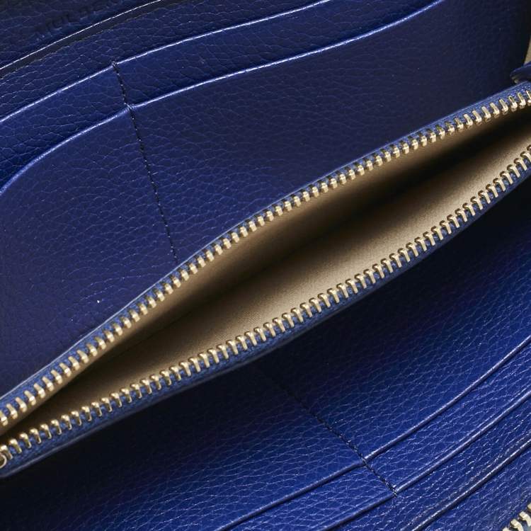 Pre Owned Mulberry Blue Leather Zip Around Continental Wallet